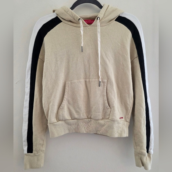 PHILANTHROPY Tan‎ Striped Pullover Sweatshirt Hoodie Long Sleeve Sz Small - Picture 2 of 7